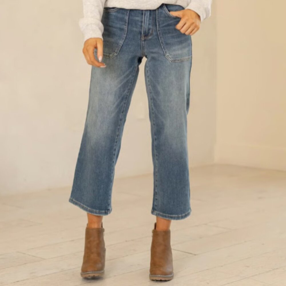 Judy Blue Utility High Rise Wide Leg Crop Jeans